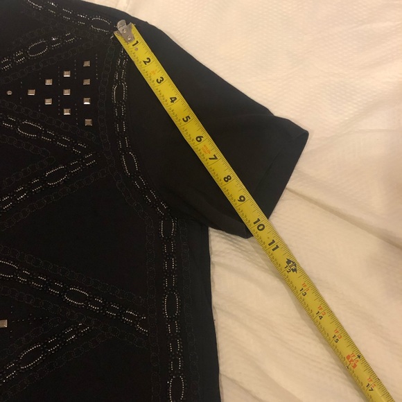 Gianni Versace  large black Cotton T-shirt with metallic studs and beads - Picture 9 of 10